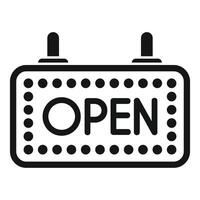 Open sign with light bulbs showing shop is open vector