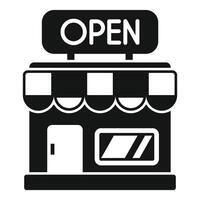 Small business building facade with open signboard vector