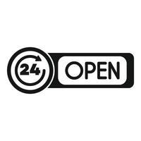 Open 24 hours sign indicating business operating around the clock vector