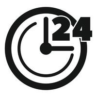 Clock showing 24 hours open around the clock icon vector