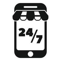 Smartphone showing 247 availability for online shopping vector