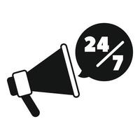 Megaphone announcing 247 availability icon, simple style vector