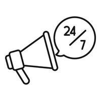 Megaphone announcing twenty four seven availability support service vector