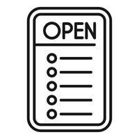 Open sign with blank checklist hanging on door vector