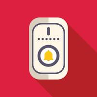 Reminder icon showing alarm is on with bell and shadow vector