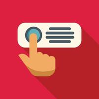 Hand pressing round button on control panel icon vector