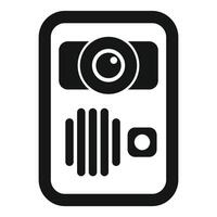 Black and white icon of a simple intercom system showing a camera and speaker vector