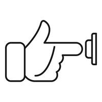 Hand pressing button with index finger outline vector