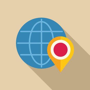 Global positioning system showing location on earth with a pin icon vector