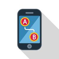Smartphone showing route from point a to point b navigation app vector