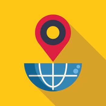 Global positioning system pinpointing location on planet earth vector