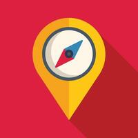 Location pin pointing north with compass icon vector
