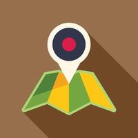 Location pin point icon marking a place on folded paper map vector