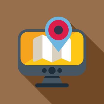 computadora demostración ubicación alfiler en mapa navegación aplicación vector