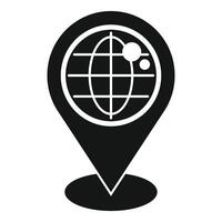 Black pin pointing global location with latitude and longitude lines vector
