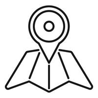 Location pin showing destination on folded paper map icon vector