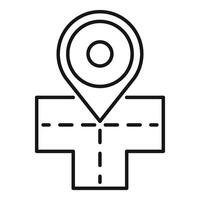 Location pin showing crossroads on map for navigation vector