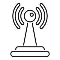 Wifi router emitting signal waves on stand with circular base vector