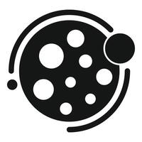 Big planet with satellite orbiting around icon in simple style vector