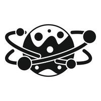 Little planet rotating around a star with electrons orbiting around, simple icon vector