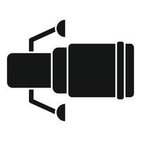 Professional video camera lens focusing on subject vector