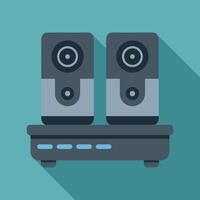 Modern audio system playing music with long shadow design vector