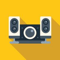 Audio system with subwoofer and two speakers playing loud music vector