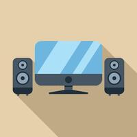 Desktop computer showing blank screen with two speakers on each side vector