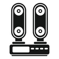 Modern audio system playing music with two tall speakers vector