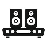 Audio system with two speakers standing on platform playing music vector
