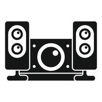 Sound system playing loud music with subwoofer and two speakers vector