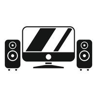 Desktop computer with sound system icon showing music production vector