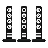 Three tall audio speakers standing on floor with multiple loudspeakers vector