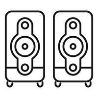 Pair of studio monitor speakers standing on floor delivering high quality sound for professional mixing and mastering vector