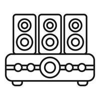 Audio system with three big loudspeakers and player playing music vector