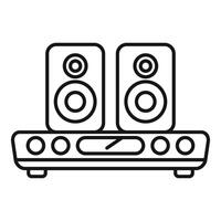 Line art icon of a music system with two loudspeakers on a platform vector