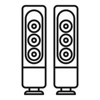 Pair of tall audio speakers standing on floor delivering high quality sound vector