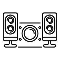 Audio system with powerful subwoofer and two speakers playing loud music vector