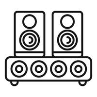Sound system with two speakers standing on subwoofer icon vector