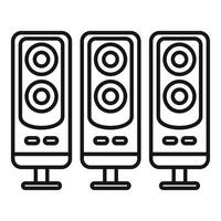 Audio system playing music with three tall speakers on stands vector