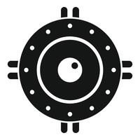 Round spaceship window showing galaxy view icon vector