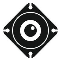 Black square audio speaker blasting music icon vector