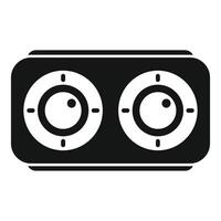 Black stereo system with two round analog knobs for volume control vector
