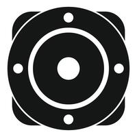 Black round speaker icon showing music and sound vector