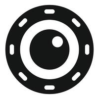 Black and white simple round spaceship window icon vector