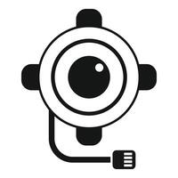 Round web camera connecting with usb cable icon vector