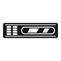 Black glyph digital audio mixer icon showing recording process vector