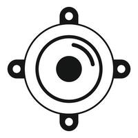 Round dynamic speaker icon, audio system component for sound reproduction vector
