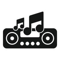 Boombox playing music with musical notes icon vector
