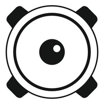 Big loudspeaker playing music with four fixation points icon vector